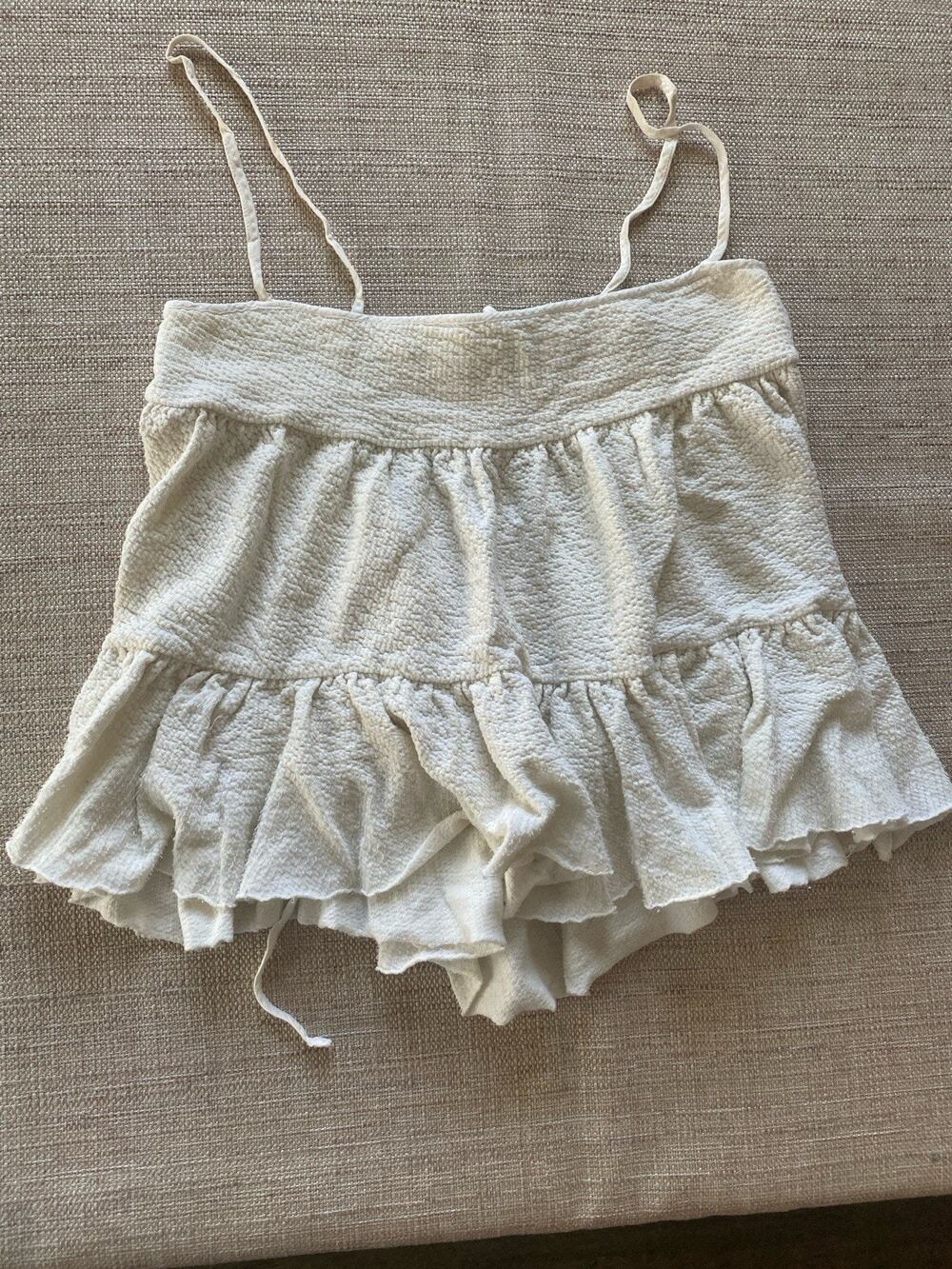 Urban Outfitters White Crinkle Tiered Ruffle Tank Top Camisole Size S